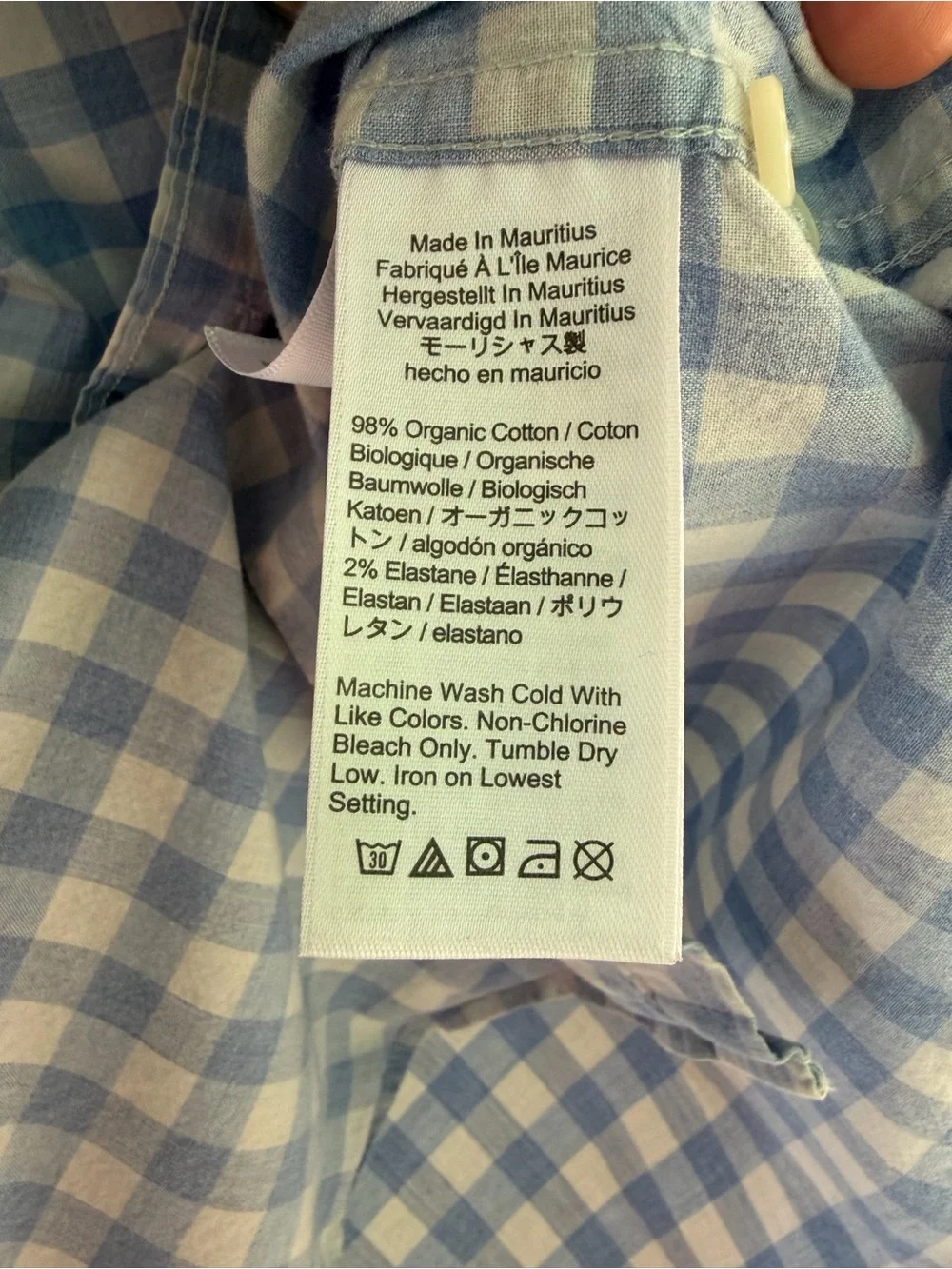 J. CREW Light Blue and White Gingham Button-Down Shirt